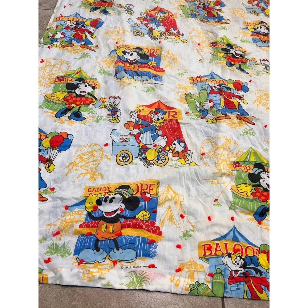 Vintage Walt Disney Mickey Mouse Bed Twin Size Cover Carnival/Fair 88